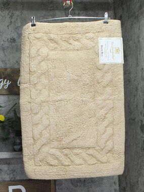 NWT Knights Bridge 100% Soft Plush Cotton Bath Rug Mat Beige Brown 20x30